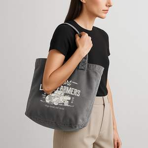 Support local Farmer /  Shopper Tasche aus recycelter Baumwolle - Vintage Schwarz