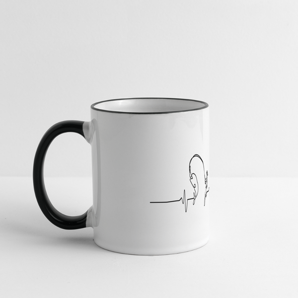 Herzschlag Angeln / Angel Liebe / Tasse - Weiß/Schwarz