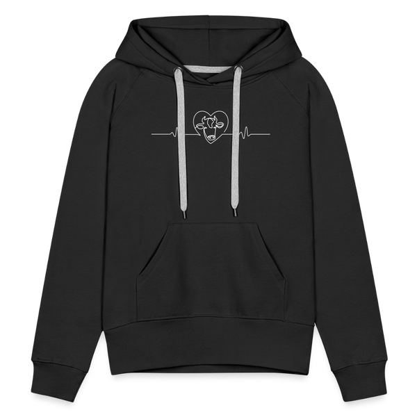 Herzschlag Kuh / Kuhliebe / Damen Premium Hoodie - Schwarz