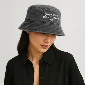 Wo ein Wille da Promille / Vintage Bucket Hat - Vintage Schwarz