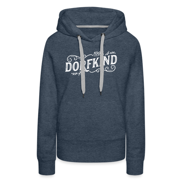 100% Dorfkind / Damen Premium Hoodie - Jeansblau