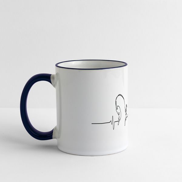 Herzschlag Angeln / Angel Liebe / Tasse - Weiß/Kobaltblau