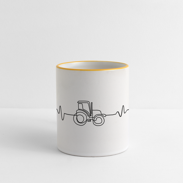 Herzschlag Traktor /  Tasse - Weiß/Gelb