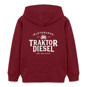 Blutgruppe Traktor Diesel - DNA lügt nicht / Kinder Organic Hoodie - Burgunderrot