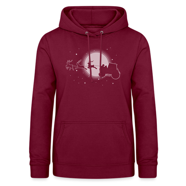 Weihnachtsmann auf Traktor / Damen Premium Hoodie - Bordeaux