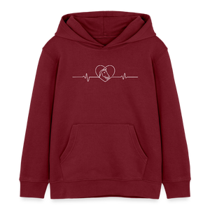 Herzschlag Pferd - Pferd Liebe / Kinder Organic Hoodie - Burgunderrot