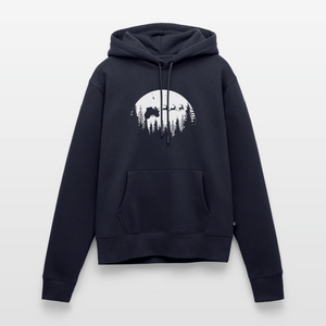 Weihnachtsmann fliegt mit Traktor über die Wälder / Damen Premium Hoodie - Navy