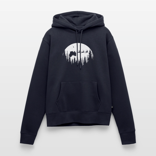 Weihnachtsmann fliegt mit Traktor über die Wälder / Damen Premium Hoodie - Navy