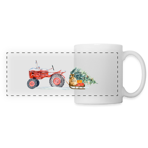 Traktor zieht Schlitten / Tasse - Weiß