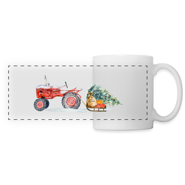 Traktor zieht Schlitten / Tasse - Weiß