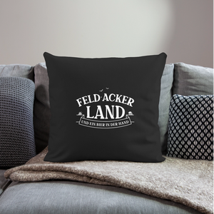 Feld Acker Land und ein Bier in der Hand / Kissenbezug - Schwarz