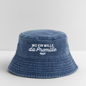 Wo ein Wille da Promille / Vintage Bucket Hat - Vintage Denim