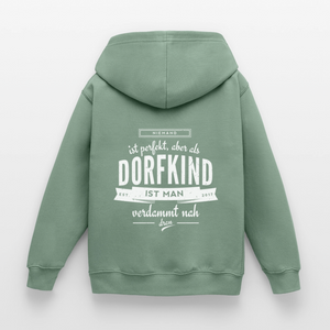 Niemand ist perfekt aber als Dorfkind ist man verdammt nah dran / Kinder Premium Hoodie - Graugrün
