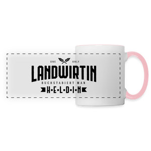 Landwirtin buchstabiert man Heldin / Tasse - Weiß/Pink