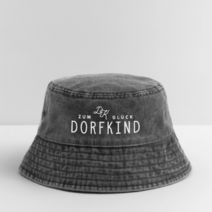 Zum Glück Dorfkind / Vintage Bucket Hat - Vintage Schwarz