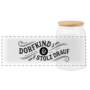 Keksdose mit Bambusdeckel . Dorfkind und stolz drauf . Landhaus Deko - Dorfkram®