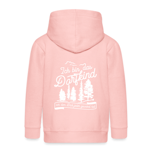 Ich bin das Dorfkind vor / Kinder Premium Kapuzenjacke - Kristallrosa