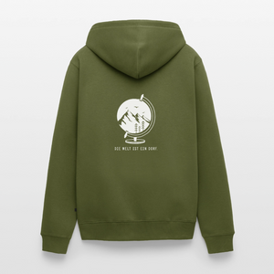 Die Welt ist ein Dorf / Herren Premium Kapuzenjacke - Khaki