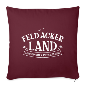 Feld Acker Land und ein Bier in der Hand / Kissenbezug - Burgunderrot