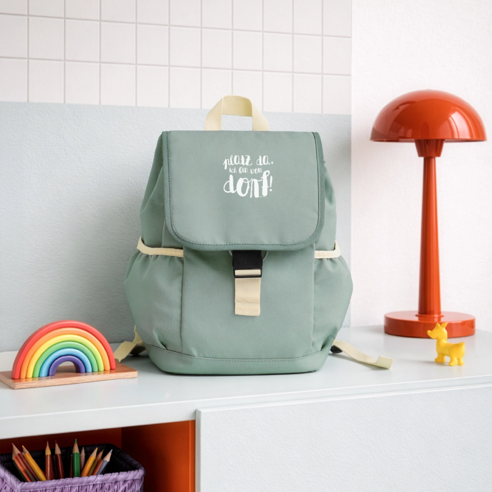 Platz da ich bin vom Dorf / Kinder Rucksack Recycled - Nebelgrün