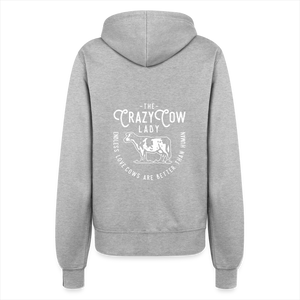 Crazy Cow Lady / Kühe sind besser als Menschen / Damen Premium Sweatjacke - Grau meliert
