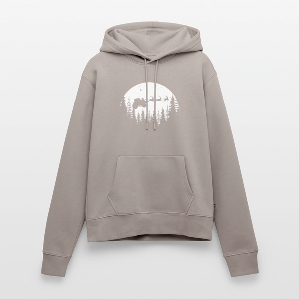 Weihnachtsmann fliegt mit Traktor über die Wälder / Damen Premium Hoodie - Taupe
