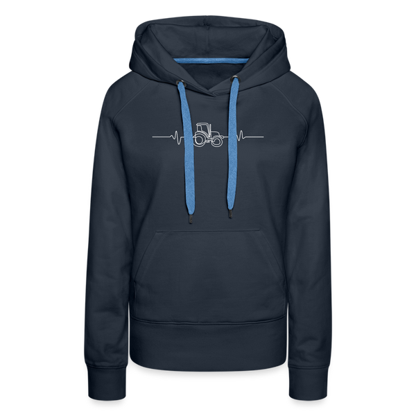 Herzschlag Traktor / Traktorliebe / Damen Premium Hoodie - Navy