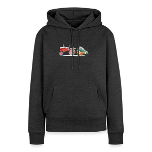 Traktor zieht Schlitten mit Weihnachtsbaum / Damen Premium Hoodie - Anthrazit meliert