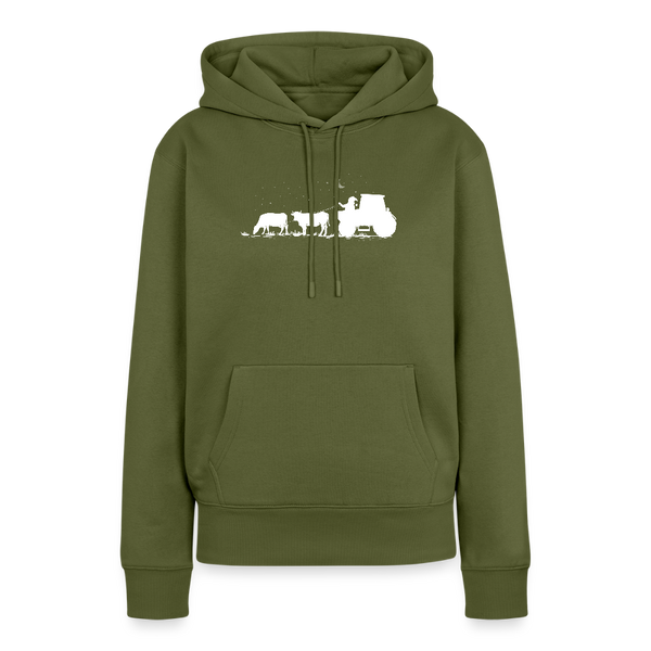 Weihnachtsmann mit Kühe / Damen Premium Hoodie - Khaki