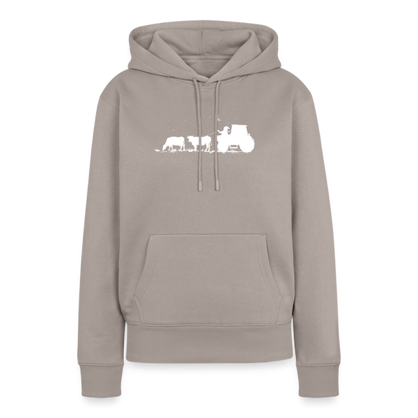 Weihnachtsmann mit Kühe / Damen Premium Hoodie - Taupe