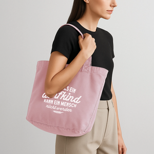 Mehr als ein Dorfkind kann ein Mensche nicht werden /  Shopper Tasche aus recycelter Baumwolle - Vintage Rosa