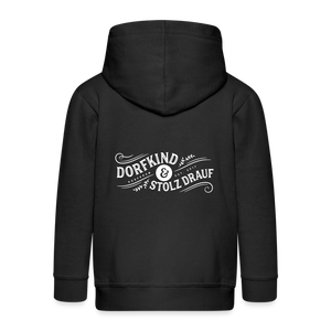 Dorfkind und stolz drauf / Kinder Premium Kapuzenjacke - Schwarz