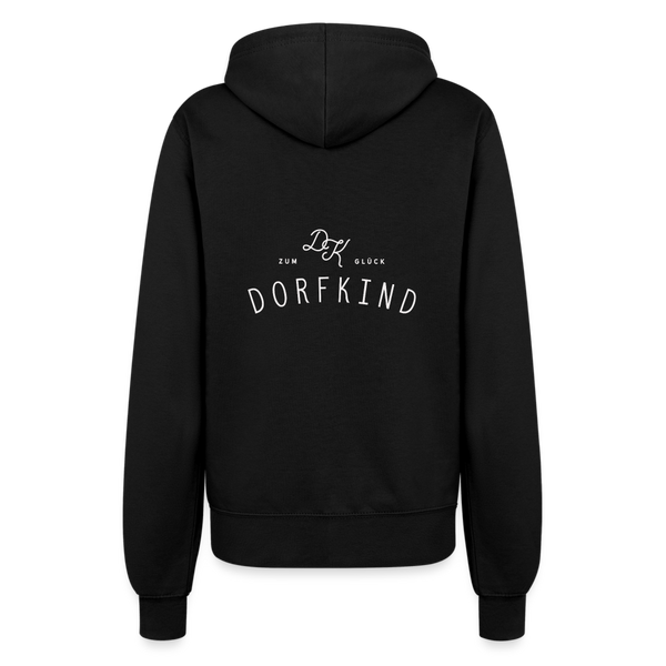 Zum Glück Dorfkind / Damen Premium Sweatjacke - Schwarz