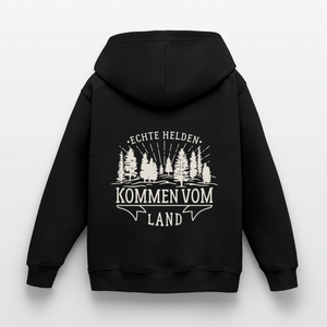 Echte Helden kommen vom Land / Kinder Premium Hoodie - Schwarz
