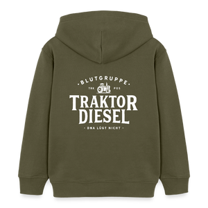Blutgruppe Traktor Diesel - DNA lügt nicht / Kinder Organic Hoodie - Khaki