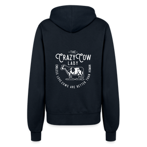 Crazy Cow Lady / Kühe sind besser als Menschen / Damen Premium Sweatjacke - Navy