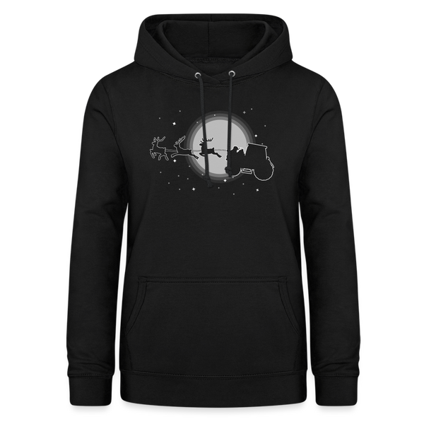 Weihnachtsmann auf Traktor / Damen Premium Hoodie - Schwarz