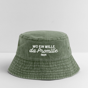 Wo ein Wille da Promille / Vintage Bucket Hat - Olivgrün vintage