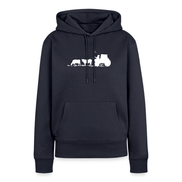 Weihnachtsmann mit Kühe / Damen Premium Hoodie - Navy