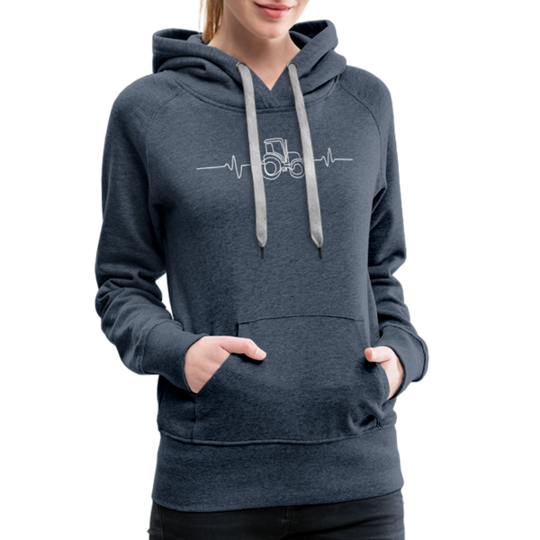 Herzschlag Traktor / Traktorliebe / Damen Premium Hoodie - Jeansblau