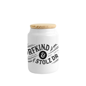 Keksdose mit Bambusdeckel . Dorfkind und stolz drauf . Landhaus Deko - Dorfkram®