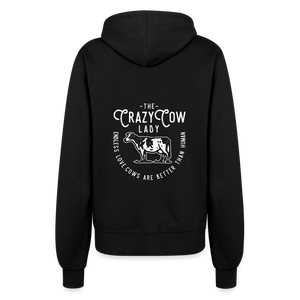 Crazy Cow Lady / Kühe sind besser als Menschen / Damen Premium Sweatjacke - Schwarz