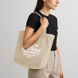 Mehr als ein Dorfkind kann ein Mensche nicht werden /  Shopper Tasche aus recycelter Baumwolle - Vintage Sand 