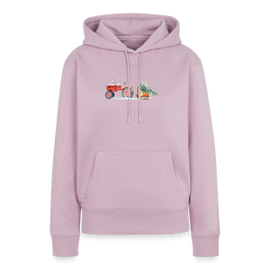 Traktor zieht Schlitten mit Weihnachtsbaum / Damen Premium Hoodie - Altrosa