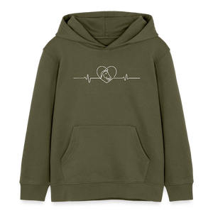 Herzschlag Pferd - Pferd Liebe / Kinder Organic Hoodie - Khaki