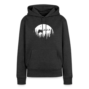 Weihnachtsmann fliegt mit Traktor über die Wälder / Damen Premium Hoodie - Anthrazit meliert
