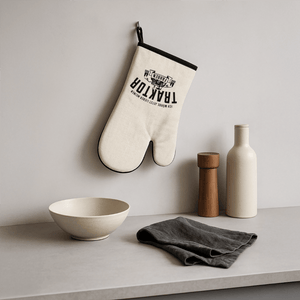 Ofenhandschuh mit Gummibeschichtung - Leinen/Schwarz 