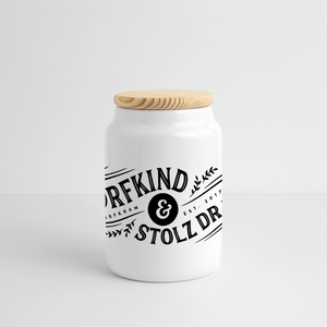 Keksdose mit Bambusdeckel . Dorfkind und stolz drauf . Landhaus Deko - Dorfkram®