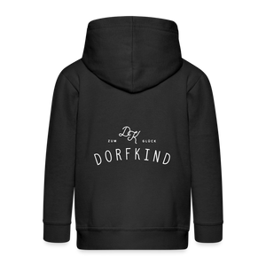 Zum Glück Dorfkind / Kinder Premium Kapuzenjacke - Schwarz