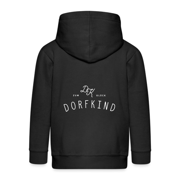 Zum Glück Dorfkind / Kinder Premium Kapuzenjacke - Schwarz